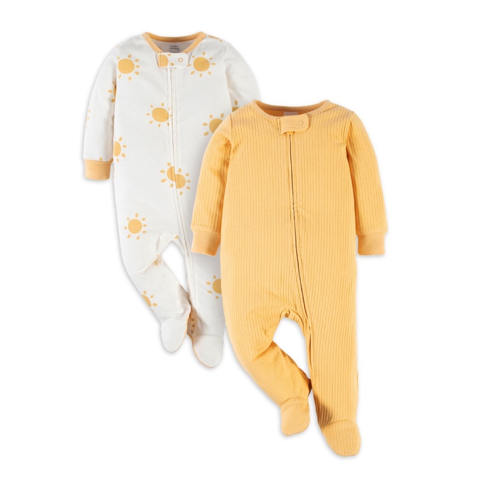 ****** 3/$30 Modern Moments Gerber 2pk Sleep 'n Play Footed Pajamas, Yellow Sun